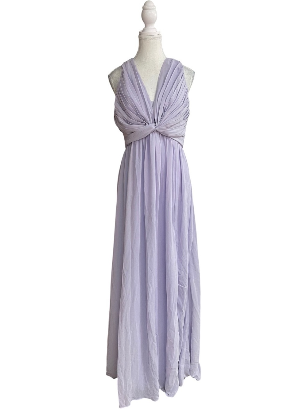 Lulus Marilina Pleated Twist Knot-Front Maxi Dress Lavender Purple